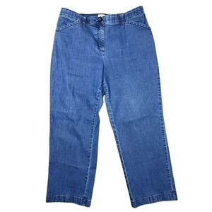 LL Bean Classic Fit Straight Leg Denim Jeans Blue Women 14 Petite 267604